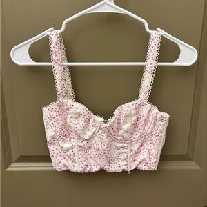 White Fox Boutique Pink Floral Crop Top